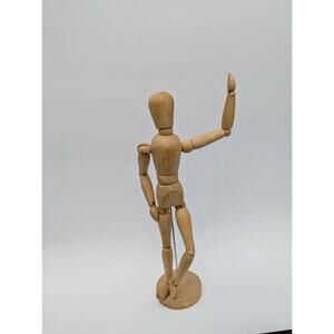 Moveable Articulated Vintage Wood Artist Model On Stand Mannequin 13.5"